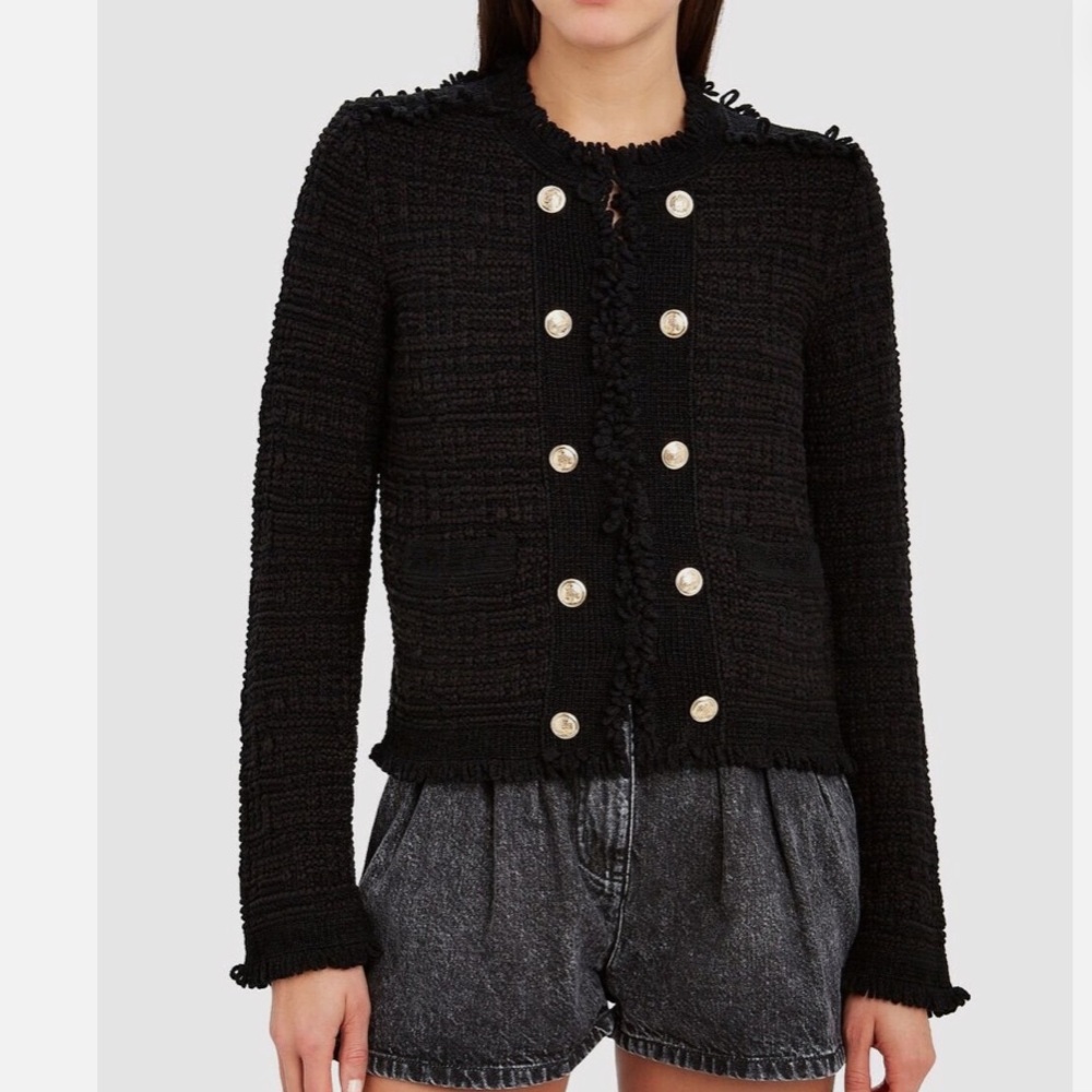 INTERMIX Tweed Lila Knit Lady Jacket, Black size 6 - Picture 2 of 2